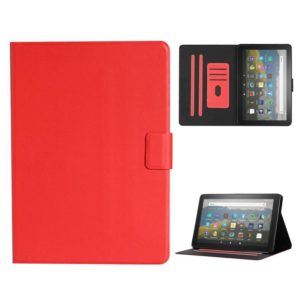 For Amazon Fire HD 10 (2021) Pure Color Horizontal Flip Leather Case with Card Slots & Holder & Sleep / Wake-up Function(Red) (OEM)