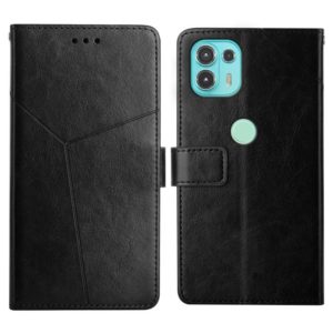 For Motorola Edge 20 Lite Y Stitching Horizontal Flip Leather Phone Case with Holder & Card Slots & Wallet & Photo Frame(Black) (OEM)