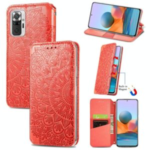 For Xiaomi Redmi Note 10 Pro Blooming Mandala Embossed Pattern Magnetic Horizontal Flip Leather Case with Holder & Card Slots & Wallet(Red) (OEM)