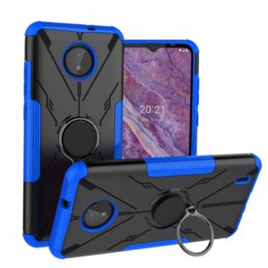 For Nokia C10 / C20 Armor Bear Shockproof PC + TPU Phone Protective Case with Ring Holder(Blue) (OEM)
