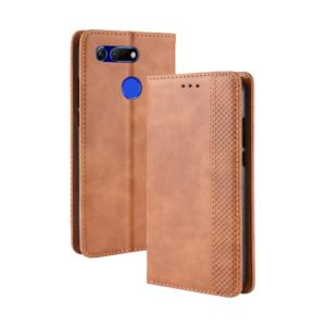 Magnetic Buckle Retro Texture Horizontal Flip Leather Case for Huawei Honor View 20, with Holder & Card Slots & Wallet (Brown) (OEM)