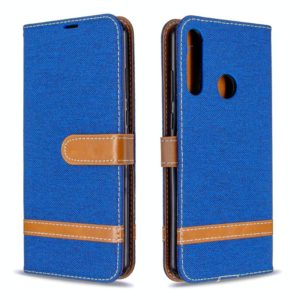 For Huawei Y6P Color Matching Denim Texture Horizontal Flip Leather Case with Holder & Card Slots & Wallet & Lanyard(Royal Blue) (OEM)