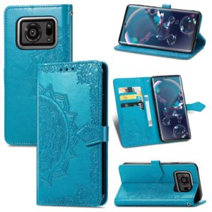 For Sharp R6 Mandala Flower Embossed Horizontal Flip Leather Case with Bracket / Card Slot / Wallet / Lanyard(Blue) (OEM)