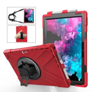 For Microsoft Surface Pro 4 / 5 / 6 / 7 / 7+ Shockproof Colorful Silicone + PC Protective Case with Holder & Hand Strap & Pen Slot(Red) (OEM)