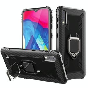 For Samsung Galaxy A10 / M10 Carbon Fiber Protective Case with 360 Degree Rotating Ring Holder(Black) (OEM)