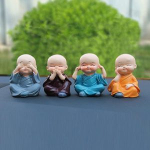 In Car Cute Four Little Monks Ornaments Car Interior Decorations Specification： Not Swing (OEM)