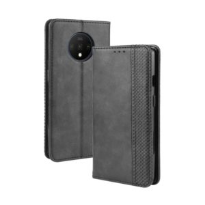 For OnePlus 7T Pro Magnetic Buckle Retro Crazy Horse Texture Horizontal Flip Leather Case with Holder & Card Slots & Photo Frame(Black) (OEM)