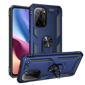 For Xiaomi Redmi K40 / K40 Pro Shockproof TPU + PC Protective Case with 360 Degree Rotating Holder(Blue) (OEM)