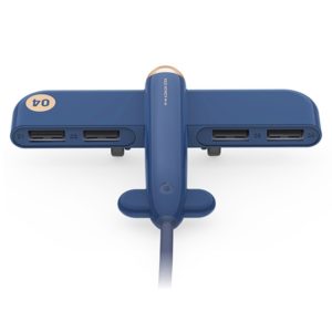 3life-308 5V 0.5A 4 USB Interfaces Air Force One Extender HUB Data Hub (Blue) (OEM)