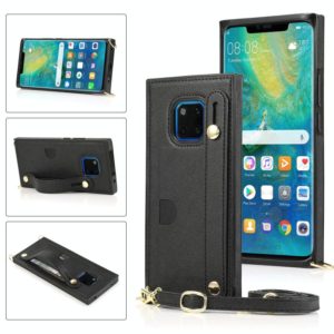 For Huawei Mate 20 Pro Wrist Strap PU+TPU Shockproof Protective Case with Crossbody Lanyard & Holder & Card Slot(Black) (OEM)