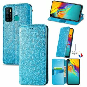 For Infinix Hot 9 Blooming Mandala Embossed Pattern Magnetic Horizontal Flip Leather Case with Holder & Card Slots & Wallet(Blue) (OEM)