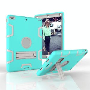For iPad Air Shockproof PC + Silicone Protective Case，with Holder(Green Gray) (OEM)