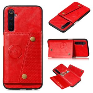 For OPPO Realme 6 Double Buckle PU + TPU Shockproof Magnetic Protective Case with Card Slot & Holder(Red) (OEM)