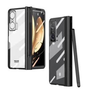 For Honor Magic V Full Body Electroplating Hinge Phone Case with Stylus(Black) (OEM)