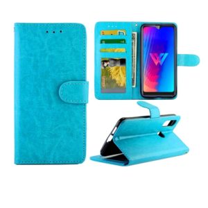 For LG W30 Crazy Horse Texture Leather Horizontal Flip Protective Case with Holder & Card Slots & Wallet & Photo Frame(Baby Blue) (OEM)