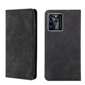 For ZTE Blade V30 Skin Feel Magnetic Flip Leather Phone Case(Black) (OEM)