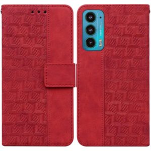For Motorola Moto Edge 20 Geometric Embossed Leather Phone Case(Red) (OEM)