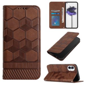 For Nothing Phone 1 Football Texture Magnetic Leather Flip Phone Case(Brown) (OEM)
