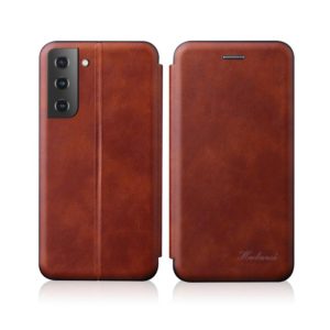 For Samsung Galaxy S21+ 5G Retro Texture Magnetic Leather Case with Card Slot & Holder(Brown) (OEM)