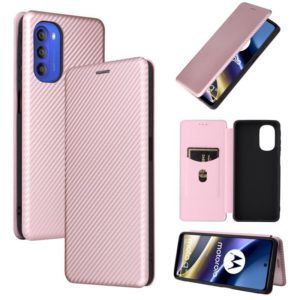 For Motorola Moto G51 5G Carbon Fiber Texture Flip Leather Phone Case(Pink) (OEM)