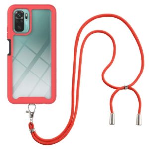 For Xiaomi Redmi Note 10 Starry Sky Solid Color Series Shockproof PC + TPU Protective Case with Neck Strap(Red) (OEM)