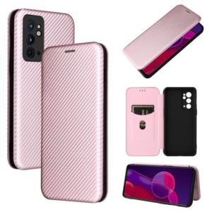 For OnePlus 9RT Carbon Fiber Texture Horizontal Flip Leather Phone Case(Pink) (OEM)