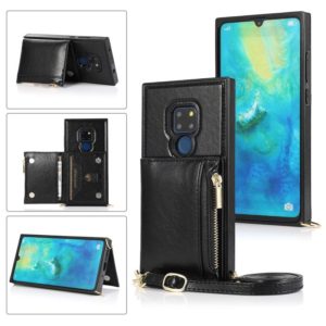 For Huawei Mate 20 Square Zipper Wallet Bag TPU+PU Back Cover Case with Holder & Card Slots & Wallet & Cross-body Strap(Black) (OEM)