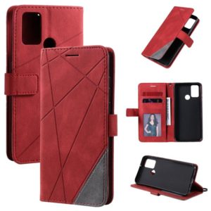 For Huawei Honor 9A Skin Feel Splicing Horizontal Flip Leather Case with Holder & Card Slots & Wallet & Photo Frame(Red) (OEM)