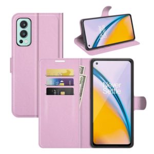 For OnePlus Nord 2 5G Litchi Texture Horizontal Flip Protective Case with Holder & Card Slots & Wallet(Pink) (OEM)