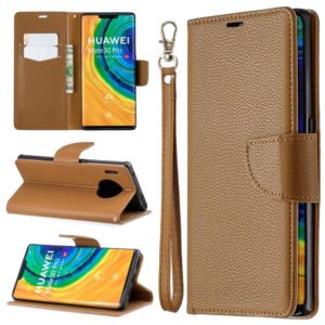 For Huawei Mate 30 Pro Litchi Texture Pure Color Horizontal Flip PU Leather Case with Holder & Card Slots & Wallet & Lanyard(Brown) (OEM)