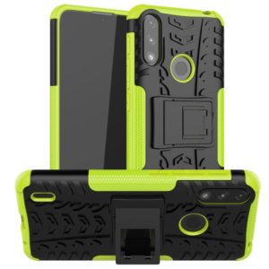 For Motorola Moto E7 Power Tire Texture Shockproof TPU+PC Protective Case with Holder(Green) (OEM)