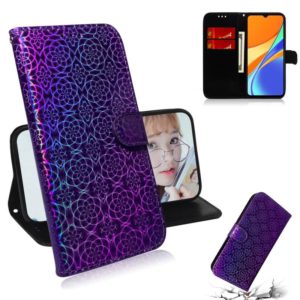 For Xiaomi Redmi 9C Solid Color Colorful Magnetic Buckle Horizontal Flip PU Leather Case with Holder & Card Slots & Wallet & Lanyard(Purple) (OEM)