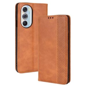 For Motorola Moto Edge 30 Pro/Edge+ 2022/Edge X30 Magnetic Buckle Retro Crazy Horse Leather Phone Case(Brown) (OEM)