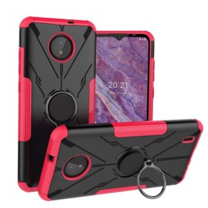 For Nokia C10 / C20 Armor Bear Shockproof PC + TPU Phone Protective Case with Ring Holder(Rose Red) (OEM)