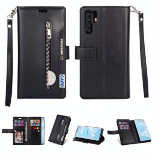 For Huawei P30 Pro Multifunctional Zipper Horizontal Flip Leather Case with Holder & Wallet & 9 Card Slots & Lanyard(Black) (OEM)