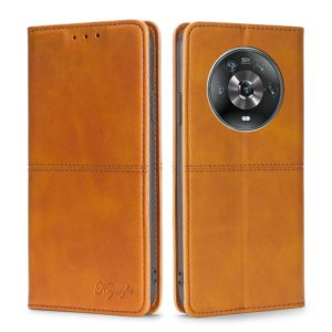 For Honor Magic4 Cow Texture Magnetic Horizontal Flip Leather Phone Case(Light Brown) (OEM)