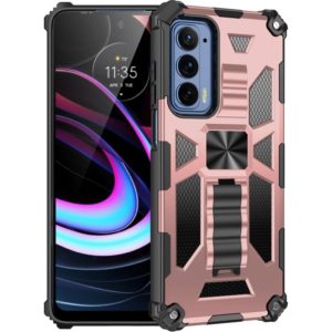 For Motorola Edge (2021) Armor Shockproof TPU + PC Magnetic Protective Phone Case with Holder(Rose Gold) (OEM)
