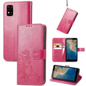 For ZTE Blade A31 Four-leaf Clasp Embossed Buckle Mobile Phone Leather Case(Magenta) (OEM)