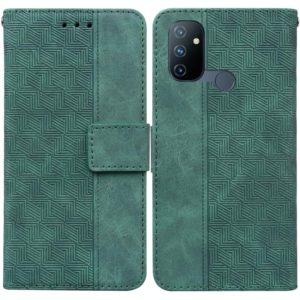 For OnePlus Nord N100 Geometric Embossed Leather Phone Case(Green) (OEM)