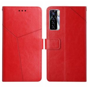 For Tecno Camon 17 Pro HT01 Y-shaped Pattern Flip Leather Phone Case(Red) (OEM)