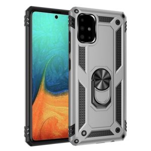 For Galaxy A71 Shockproof TPU + PC Protective Case with 360 Degree Rotating Holder(Silver) (OEM)