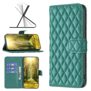 For Motorola Moto G71 5G Diamond Lattice Wallet Leather Flip Phone Case(Green) (OEM)