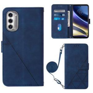 For Motorola Moto G52j 5G Crossbody 3D Embossed Flip Leather Phone Case(Blue) (OEM)