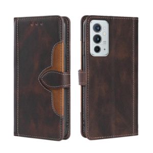 For OnePlus 9RT 5G Skin Feel Straw Hat Magnetic Buckle Horizontal Flip Leather Phone Case with Holder & Card Slots & Wallet(Brown) (OEM)