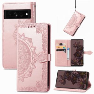 For Google Pixel 7 Pro Mandala Flower Embossed Leather Phone Case(Rose Gold) (OEM)