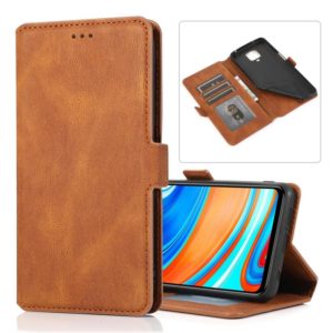 For Xiaomi Redmi Note 9 Pro Retro Magnetic Closing Clasp Horizontal Flip Leather Case with Holder & Card Slots & Photo Frame & Wallet(Brown) (OEM)