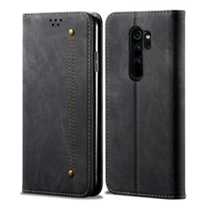 For Xiaomi Redmi Note 8 Pro Denim Texture Casual Style Horizontal Flip Leather Case with Holder & Card Slots & Wallet(Black) (OEM)