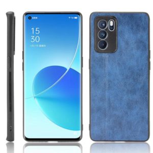 For OPPO Reno6 Pro Shockproof Sewing Cow Pattern Skin PC + PU + TPU Case(Blue) (OEM)