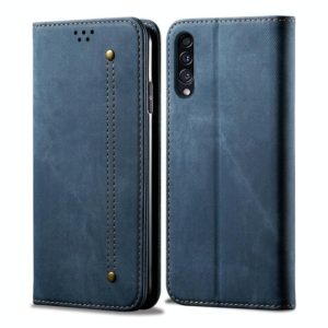 For Galaxy A50s / A50 / A30s Denim Texture Casual Style Horizontal Flip Leather Case with Holder & Card Slots & Wallet(Blue) (OEM)
