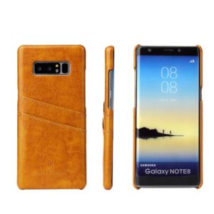 Fierre Shann Retro Oil Wax Texture PU Leather Case for Galaxy Note 8, with Card Slots(Yellow) (OEM)